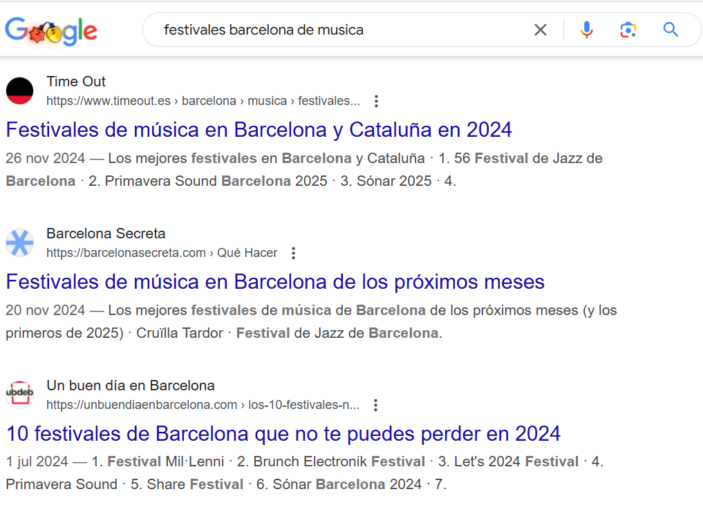 Posicionamiento SEO de festivales en Barcelona