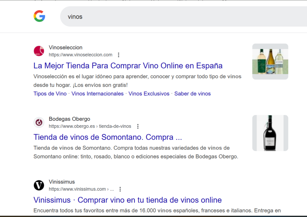 Posicionamiento web SEO de Ecommerce de vinos