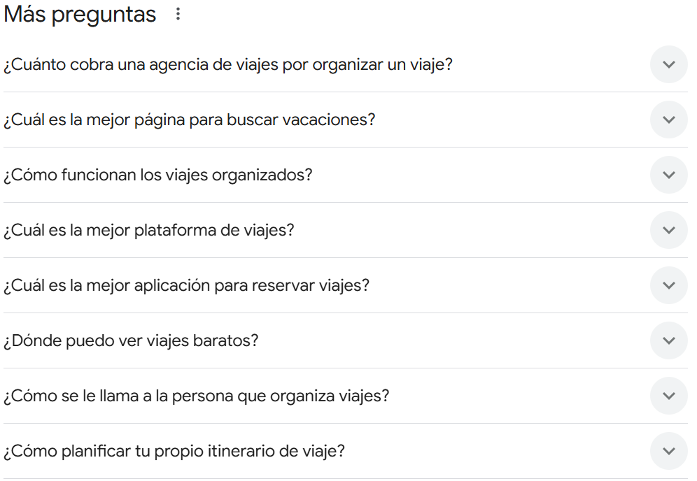 Preguntas relacionadas con viajes organizados