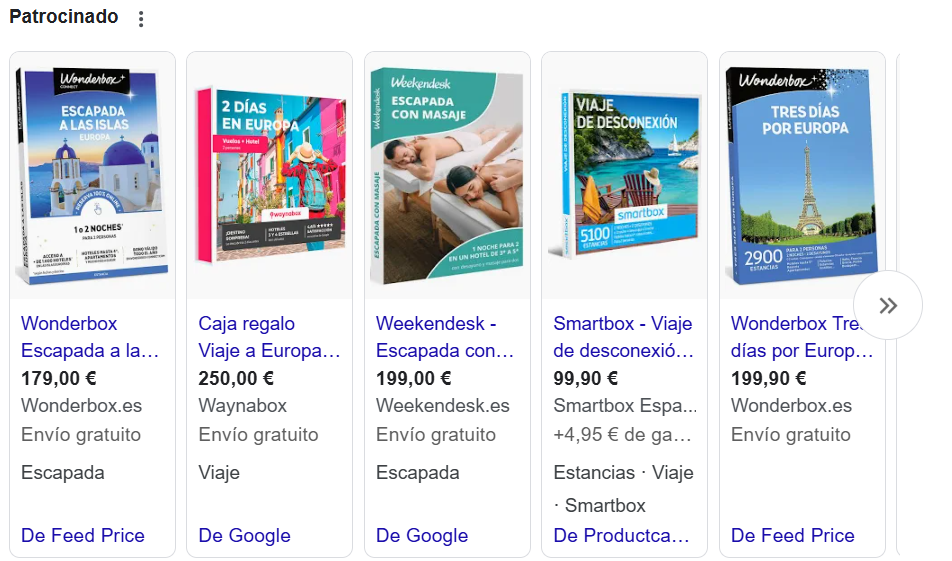 Google Ads de viajes organizados