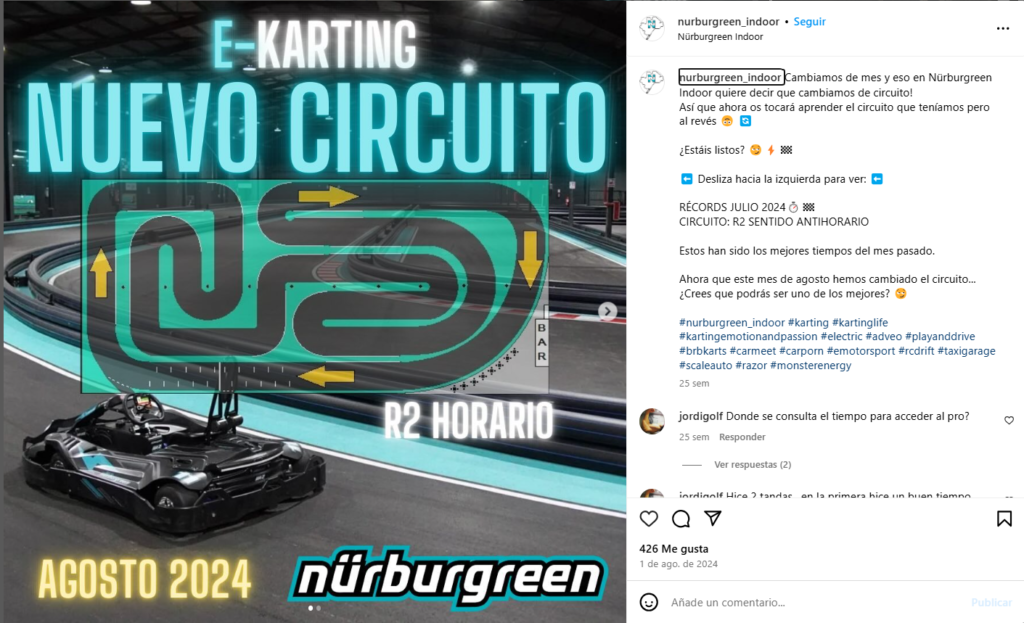 Contenido de redes sociales de Kartings