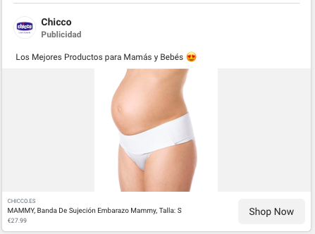 Social Ads para ecommerce de productos para embarazadas