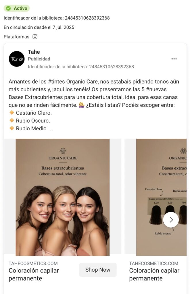 Social Ads para ecommerce de productos de peluquería