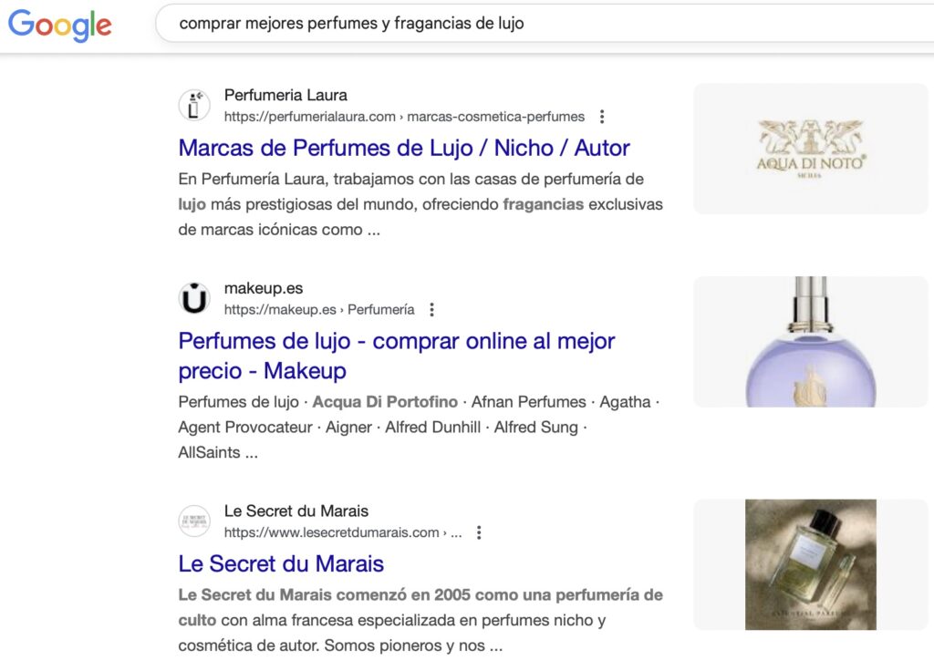 Posicionamiento web SEO para ecommerce de perfumes y fragancias de lujo