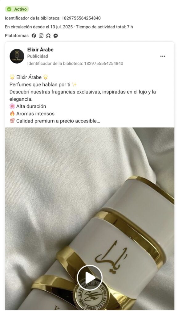 Social Ads para ecommerce de perfumes y fragancias de lujo