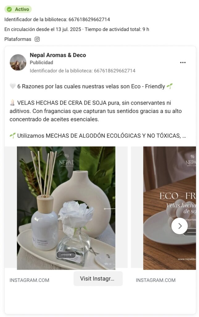 Social Ads para ecommerce de perfumes y fragancias de lujo