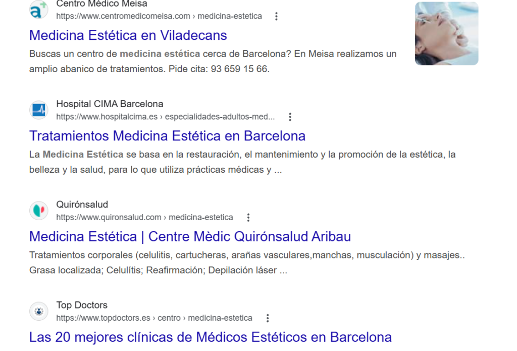 Posicionamiento web SEO para negocios de medicina estética